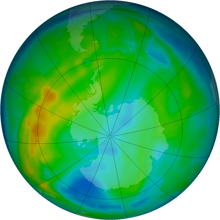 Antarctic ozone map for 06 June 2009